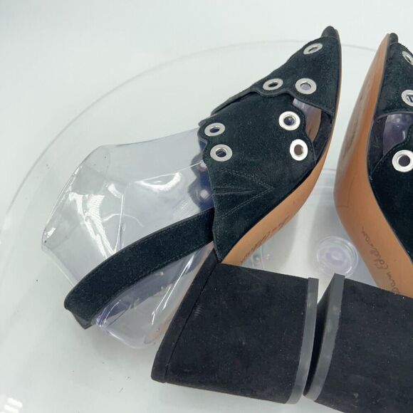 Sam Edelman Seana Women's 8.5 Suede Leather Grommet Scalloped Slingback Sandals - Picture 7 of 13